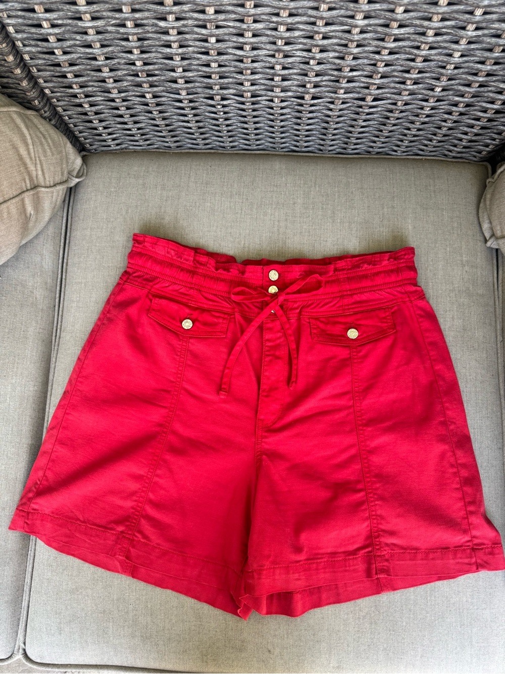 White House Black Market,  Red, Tie-Waist, Shorts, Size 12
